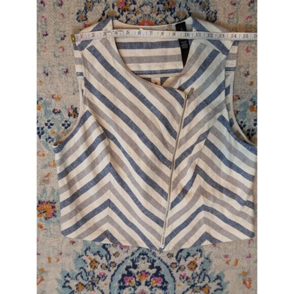 Chico's Black Label Zip Striped Vest in‎ Blue Combo - 2 - Picture 6 of 10